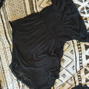Crochet One shoulder adorable black top
